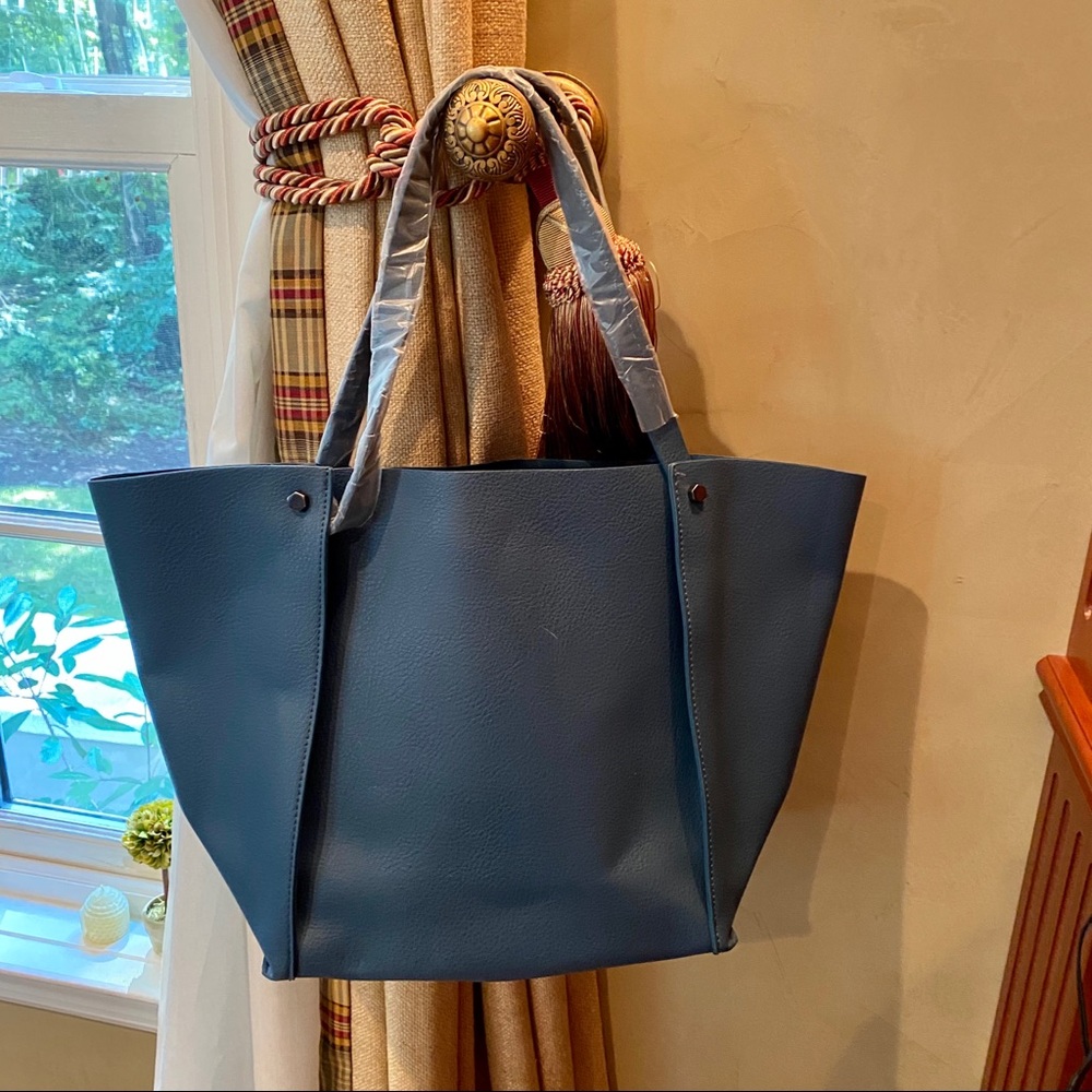 Neiman Marcus Blue Leather Tote